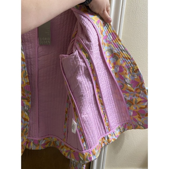 NEW Sigrid Olsen Silk Multicolored Jacket Quilted Floral Pattern Sz Petite M NWT - Picture 15 of 15